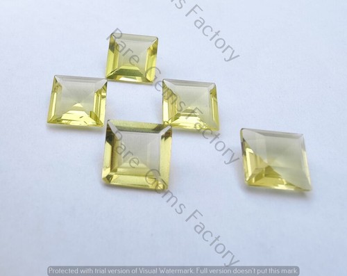 Natural Lemon Quartz Square Shape Faceted Cut Gemstones For Jewelry Making - Picture 3 of 10