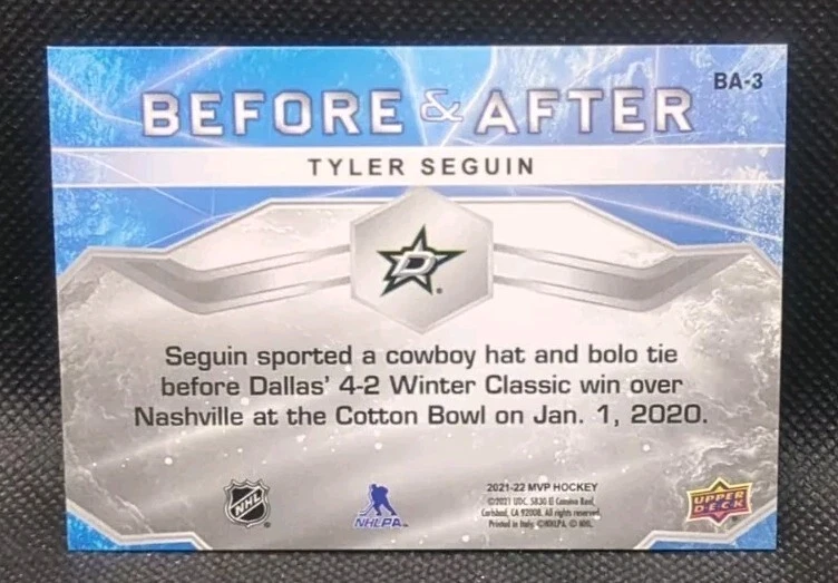 Tyler Seguin 2021-22 Upper Deck MVP Hockey Before & After #BA-3 Dallas Stars - Image 2 of 2