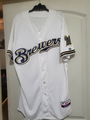 Men's Majestic White Milwaukee Brewers Home Cool Base Jersey Blank