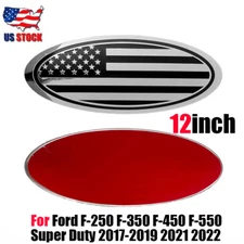12 inch 2017-2022 Ford F250 F350 Front Grille Tailgate US Flag Oval Emblem Badge