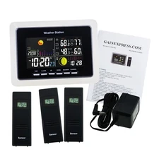 Digital Weather Station Thermometer Hygrometer Indoor Outdoor 3 Wireless Sensor