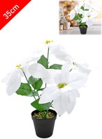 Weihnachtsstern KüNstlich Im Topf Kunstblumen Christstern Deko Pflanze 35Cm Weiß