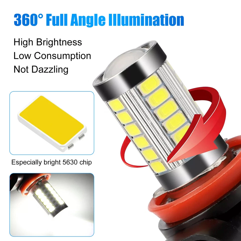 4PCS H11 H9 H8 Fog LED Light Bulb Bright Night Driving Anti-Fog Lamp 6500K White - Image 4 of 4