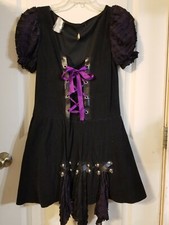 WOMAN PIRATE HALLOWEEN COSTUME BLACK VELOUR DRESS 31 INCH LONG