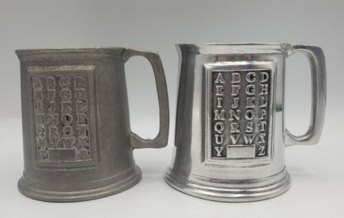 2 Wilton Company Armetale Child ABC Letter Alphabet Metal Cup Mug 3.5"Tall - Foto 1 di 5