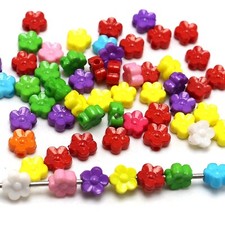 200 Mixed Bright Color Acrylic Daisy Flower Charm Beads 8X8mm Jewelry Making