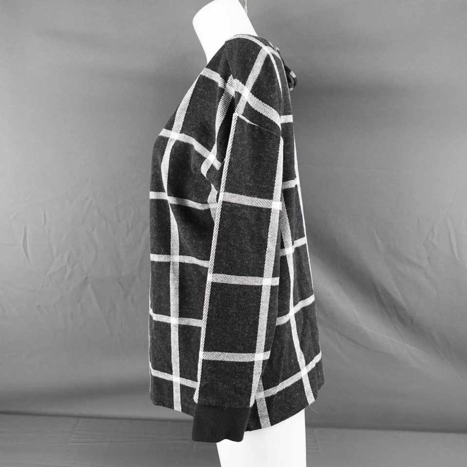 Liz Claiborne Womens Sweater Large Gray Check Preppy Minimal Cozy Softgirl Twee - Image 3 of 4