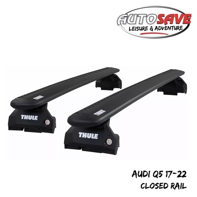 Thule Aluminium WingBar Evo Black Roof Bars Set to fit Audi Q5 17-22 Closed Rail