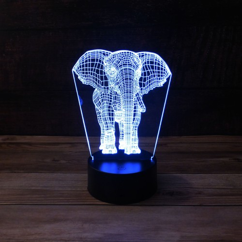 3D Animal Elephant Desk Light - 7 Color LED Lamp Base w USB & Touch control - Bild 12 von 16