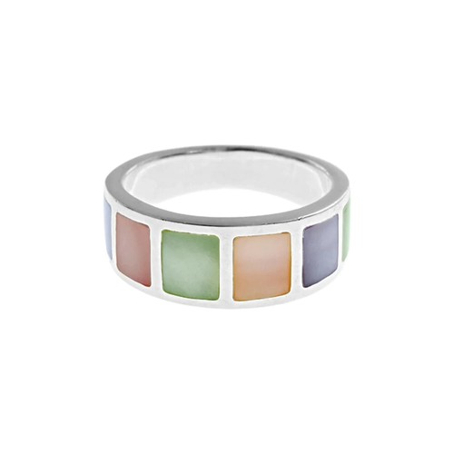Anello regolabile in argento sterling con madreperla ovale Anello regolabile in argento sterling con madreperla ovale