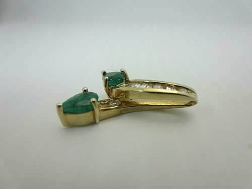 14k Yellow Gold Emerald and Diamond Pendant 1.00 ct - Picture 3 of 7