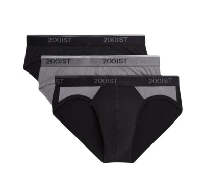 NWT 2(x)ist. 3 Pack. Breathable Stretch No Show Briefs. Black. MSRP $39.00
