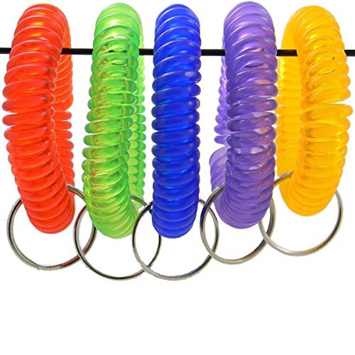 Pack of Colorful Spring Spiral Wrist Coil Key Chain, Wrist 5 Assorted Colors - Photo 1/7