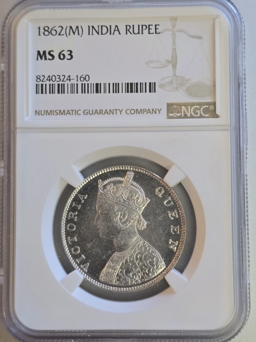 1/2ルピー MS63 英領インド銀貨 1862 india rupee 1/2ルピー MS63 英領 インド 銀貨 1862 B&M india half rupee NGC