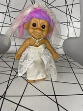 Vintage Russ Wedding Day Trolls 7” Tall Bride pink purple hair.
