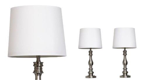 Elegant Designs Brushed Steel Three Pack Lamp Set (2 Table Lamps, 1 Floor Lamp) - Picture 3 of 5
