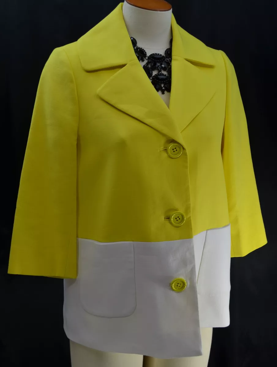 Kate Spade NY Hayley Coat light jacket dress yellow white dive in NWT 498 SZ 2