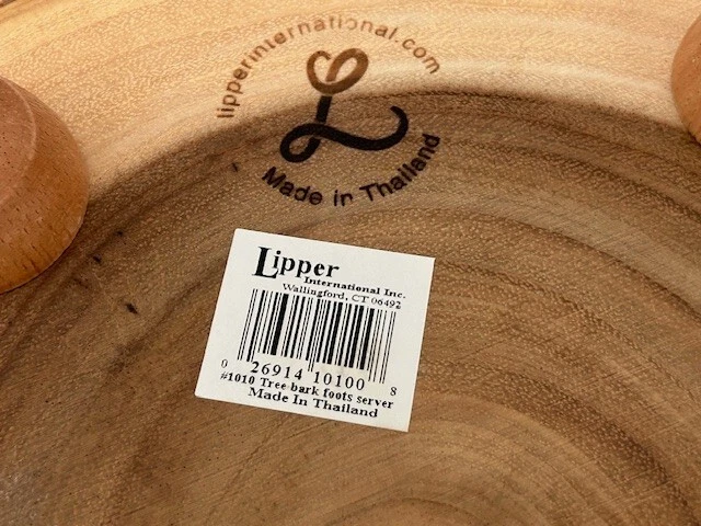 Authentic Lipper Tree Bark Feets Server Footed 11'" Diameter Wood Wooden Plate - Image 3 of 4