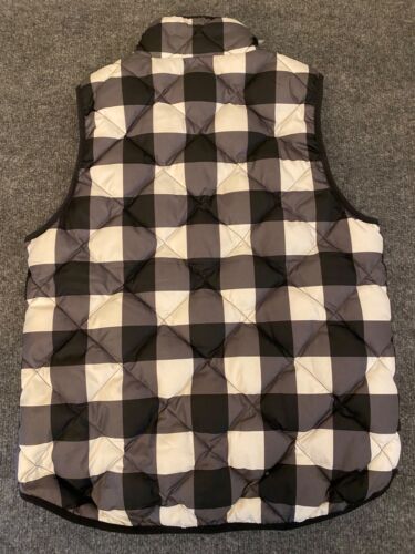 Woolrich Sleeveless Duck Down Puffer Vest Womens Med Black/White Check Preppy - Picture 3 of 13