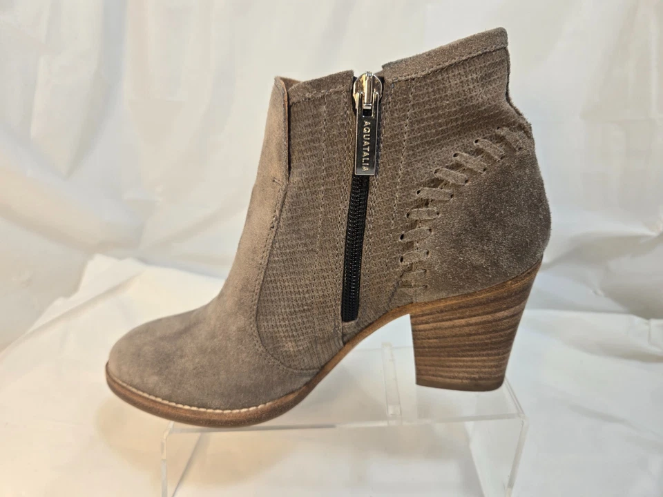 Botas Chelsea Aquatalia Fern Para Mujer Cuero Gamuza Taupe Cremallera Lateral Italia EE. UU. 6,5 M Foto 4 de 4