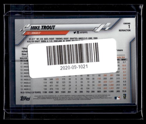 2020 Topps Chrome Refractor #1 Mike Trout Angels QTY - Picture 2 of 2