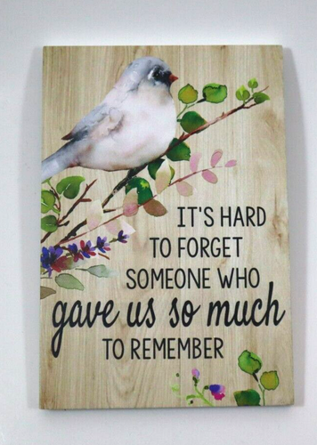 ABOT Es difícil olvidar a alguien que dio PLACA MENSAJE PÁJARO CONMEMORATIVO Ganz