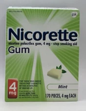 Nicorette Nicotine Gum Mint 4MG Stop Smoking Aid 170 Ct Exp 8/26