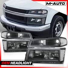 L+R Headlight Bumper Lamp for 2004-2012 Chevy/GMC Colorado/Canyon  Black/Clear