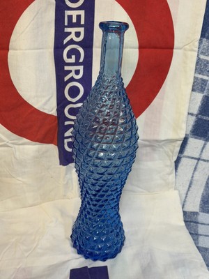 Empoli Sky Blue Genie Flasche Dekanter 16'' Diamond Point Twist MCM italienisches Glas