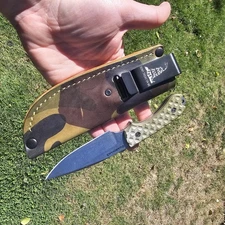 Handmade leather Knife Sheath For ESEE Izula 2 - Camo Leather Fixed Blade Sheath