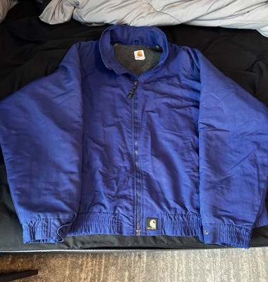 Vintage 90s Carhartt Full Zip Fleece Lined Coat Jacket Mens Size XL Navy Blue