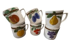 Tazas de porcelana Dubí icónicas de colección - Huerto de frutas Jardín del Edén - Juego de 6