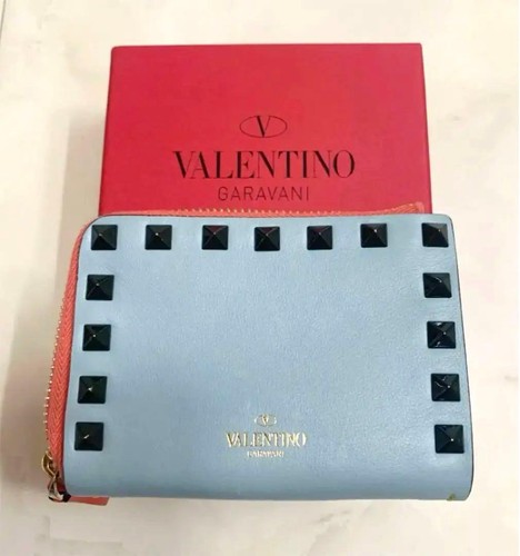 Valentino Garavani Multicolor Wallet Water Blue Yellow Orange Khaki Used Japan