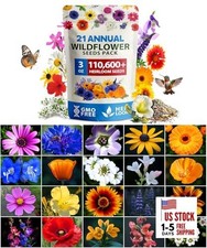  Wildflower Seeds Mix - 110,600+ Seeds 3 oz, 21 Varieties, Non-GMO Wild Flower  172.75 per gallon