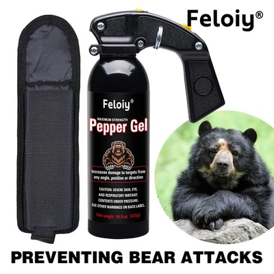 Feloiy Maximum Strength Pepper Gel Self Defense Spray 16 oz w/ Holster
