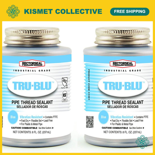 Tru-Blu Pipe Thread Sealant 1/2 Pint Brush Top - Two Pack, Leak-Proof, Durable