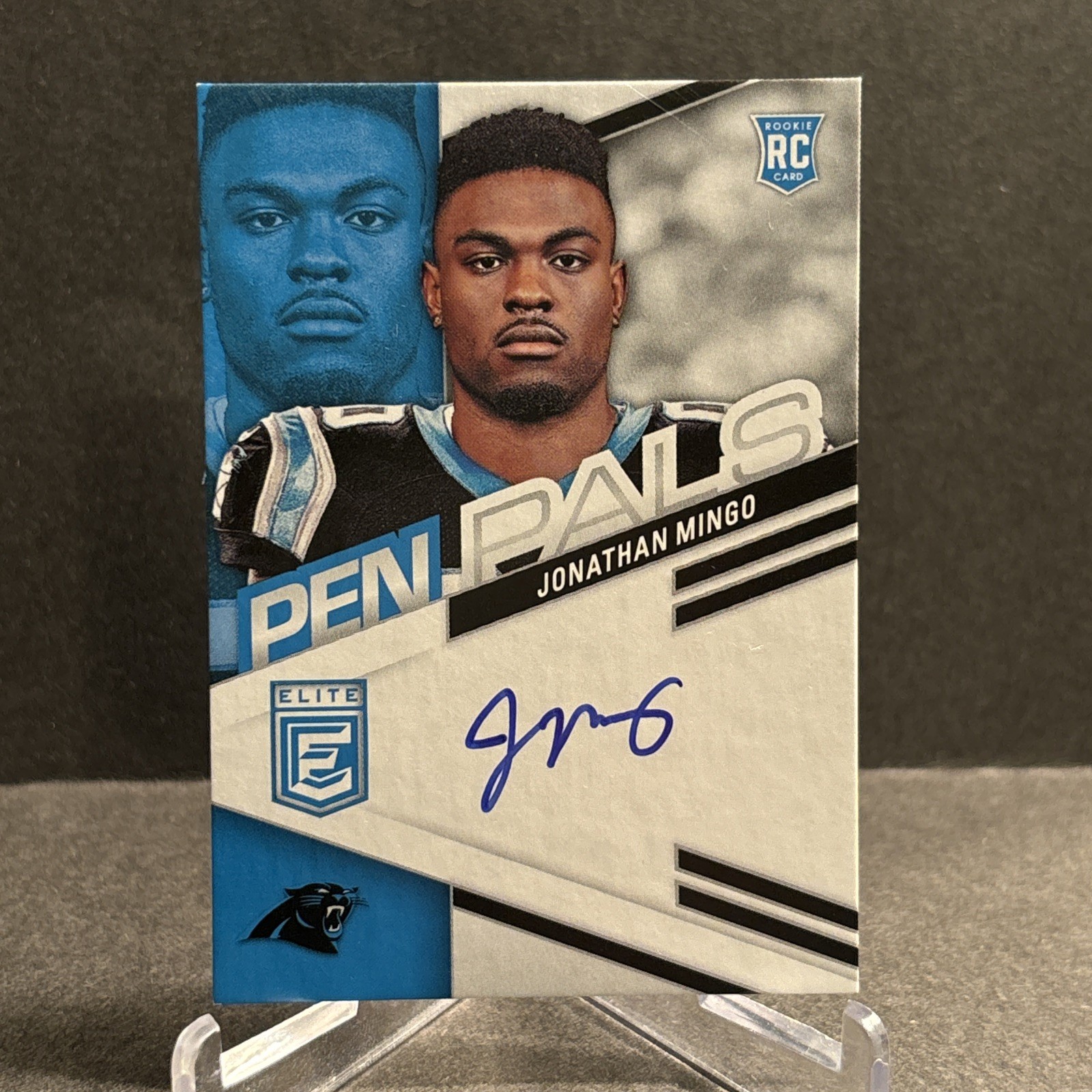 2023 Panini Donruss Elite Jonathan Mingo Pen Pals #PPJMI Blue Ink Auto Panthers