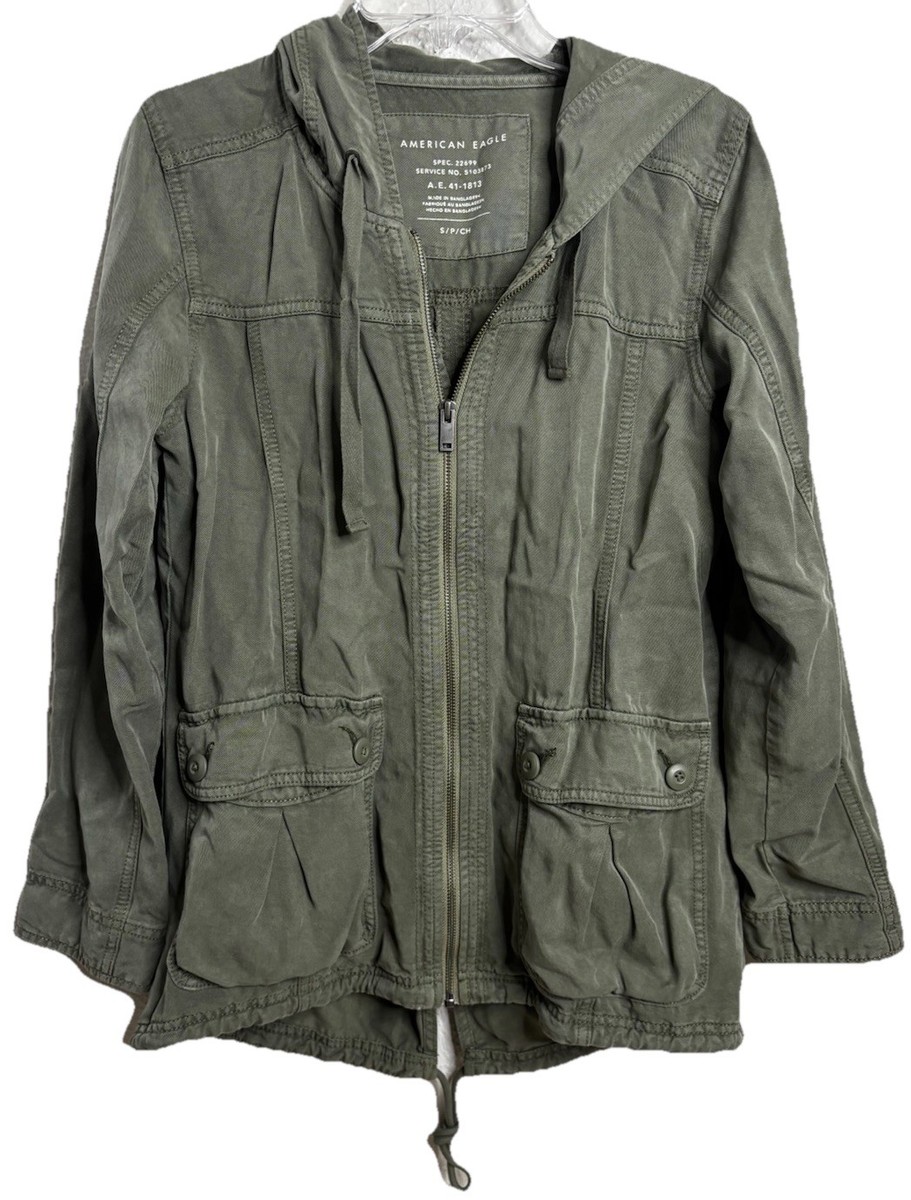 American Eagle Small 100% Lyocell Military Utility Hood Jacket