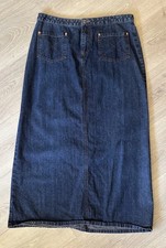 Vintage Y2K Old Navy Blue Jeans Denim Long Maxi Skirt Size 12 Front Pockets