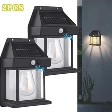 2-4X Solar Wall Outdoor Dusk to Dawn Lantern Motion Sensor Fence Yard Waterproof