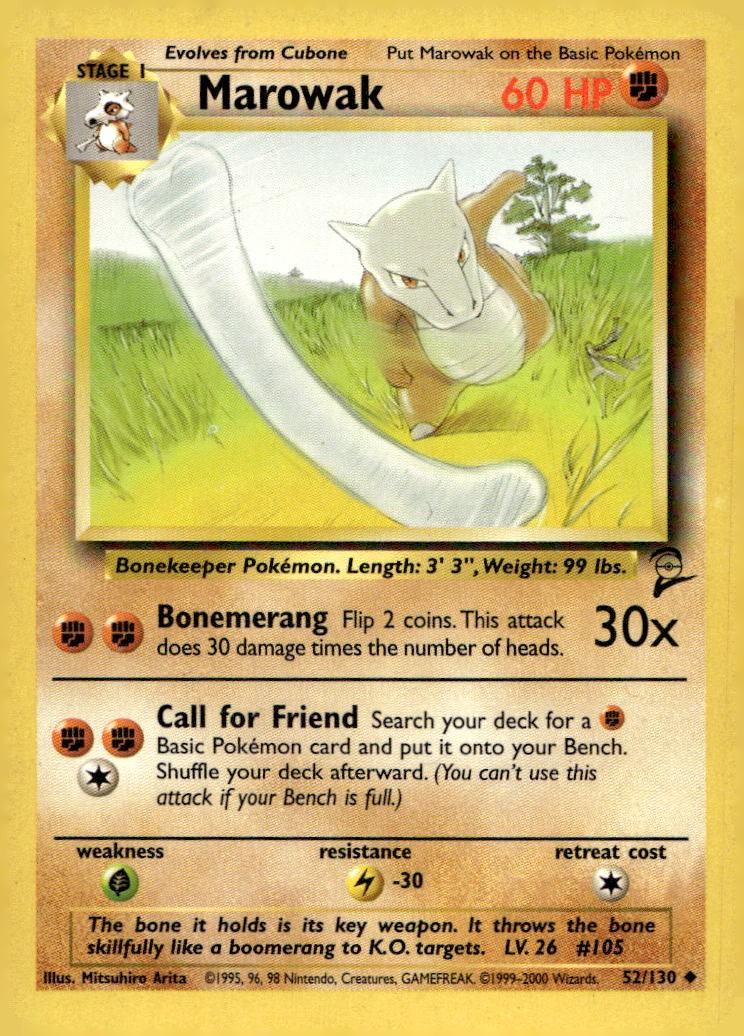 Marowak 52/130 Uncommon Base Set 2 Pokemon Near Mint