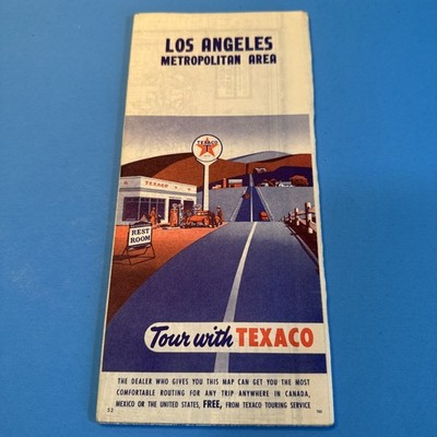 1953 TEXACO LOS ANGELES CA Hollywood Beverly Hills Hollywood Glendale Street Map
