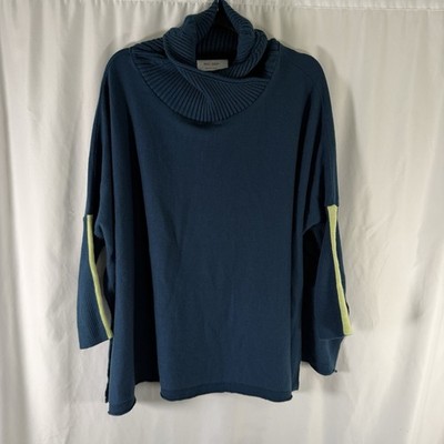 Mer Sea Sweater Women's One Size Fits All Blue Turtleneck Long Sleeve Open Sides