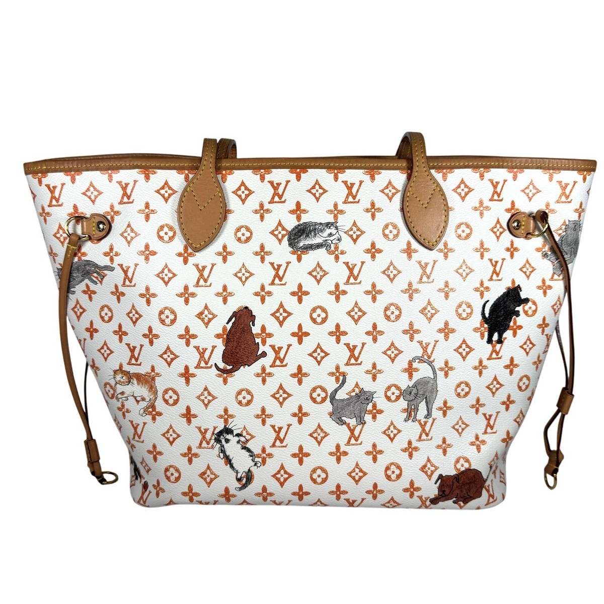 Louis Vuitton Catogram Neverfull Bag Ivory MM Grace Coddington Cat