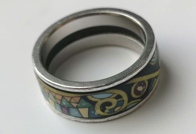 FREY WILLE Fry Wille Ring Enamel Jewelry Designer Vintage Authentic Rare