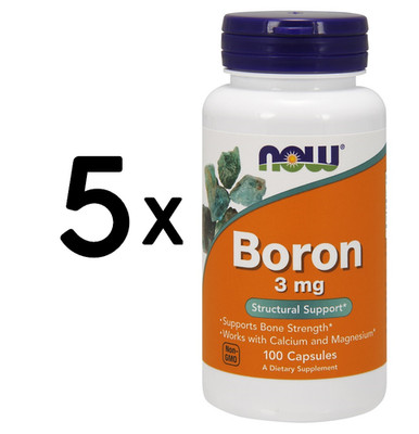 5 x NOW Foods Boron, 3mg - 100 caps (139,95 EUR/kg)