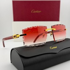 Occhiali da sole Cartier rosso legno oro rosso sfumato lenti personalizzate taglio diamante - usati