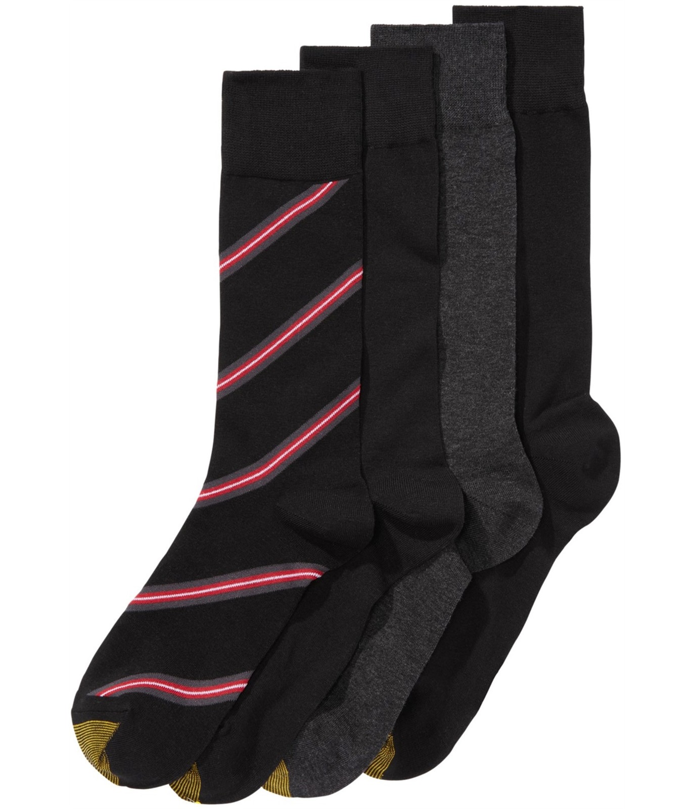 Мужские носки Gold Toe, 4 пары, однотонные в полоску, разноцветные, M/L