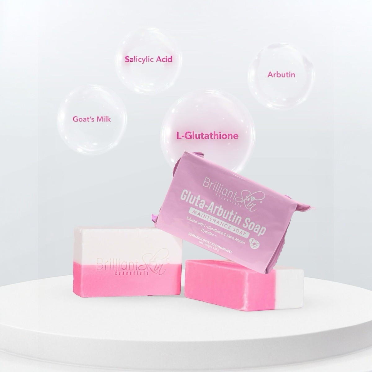 2 Bars Brilliant Skin Essentials Gluta-Arbutin Face & Body Soap 135g Each