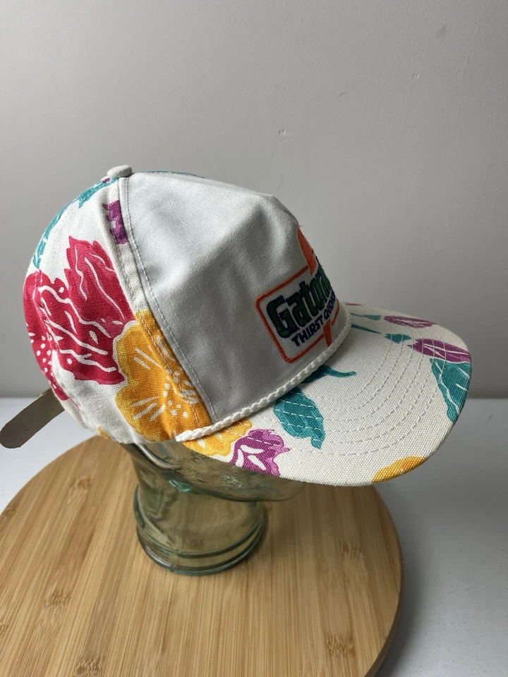 Gatorade Thirst Quencher Vintage Años 80 Floral Correa Sombrero Promo Golf Blanco EE. UU. Foto 4 de 4